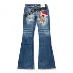 RED PEPPER embroidery flare denim 28 Y2K