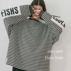 未使用　niko and Fishs Eddy フィッシュエディボーダーロンT