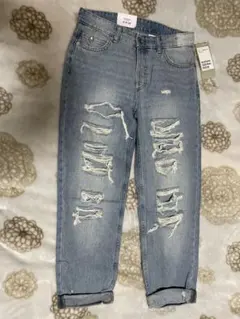 H&M 新品ライトブルーダメージboyfriend デニムlow waist