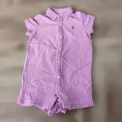 Ralph Lauren ピンクストライプロンパース 9M