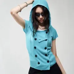 WHO'S WHO gallery シアーリブＷボタンフーディFREE SIZEのサムネイル