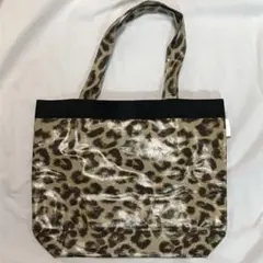 BEAMS LIGHTS トートバッグ 光沢 リボン レオパード ヒョウ柄