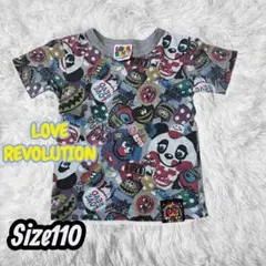 LOVE REVOLUTION 総柄Tシャツ 110cm 古着 即購入OKのサムネイル