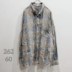 フランネルシャツ 【L】厚手 長袖シャツ チェック柄 ベージュ系