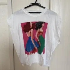 ZARA イラストプリント 半袖Tシャツ ホワイト Mサイズのサムネイル