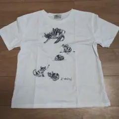 Chaba 手描き風 猫柄 Tシャツ ホワイト 半袖