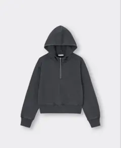 【GU】ウォッシュドスウェットハーフジップパーカ(セットアップ可能)