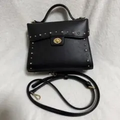 DIANA ダイアナ スタッズ 2way ショルダーバッグ ブラック