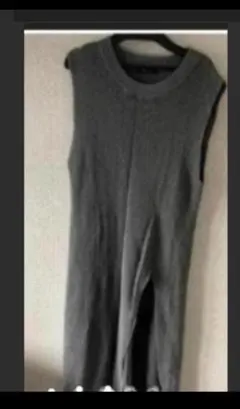 jeanasis ノースリーブ グレー ノースリーブ ニットワンピース