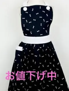 黒のお洒落なハンドメイド子供エプロンと三角巾のセット