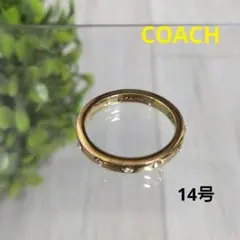 美品 COACH リング 指輪 クリスタル ゴールドカラー 14号のサムネイル