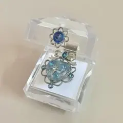 マルベリコ ハートフリルリボンリング シルバー ブルー 指輪 未使用品