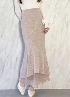 美品♡リゼクシー　シアードッキングツイードスカート　ピンク