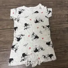 フレンチブル　ロンパース 80