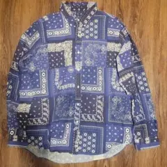 ラルフローレン ペイズリー柄 長袖シャツ XL 青い ブルー ゆるダボ