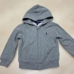 美品 ラルフローレン ポロ刺繍入り裏起毛 グレーのパーカー 110 4T
