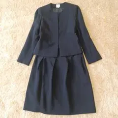 【美品】ヒロミタケイ　お受験スーツ　ノーカラー　スカート　黒