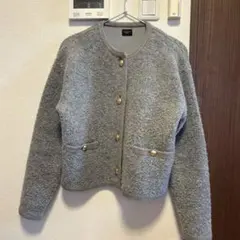 URBAN RESEARCH DOORS ノーカラーニットカーディガン　グレー