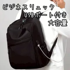 USBポート付き 大容量 ビジネス リュック PC収納 通勤 通学 旅行 黒