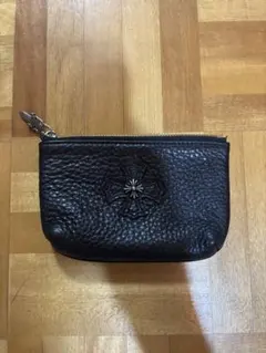 わ*ー様 ミニ財布 ブラックレザー コインケース 小銭入れ　本革牛革 クロス