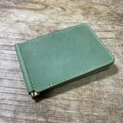 マネークリップ　本革　高級イタリアンレザー　　手縫い　革財布　ハンドメイド　薄型