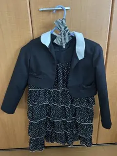 ドット柄フリルドレスとジャケットセット 130