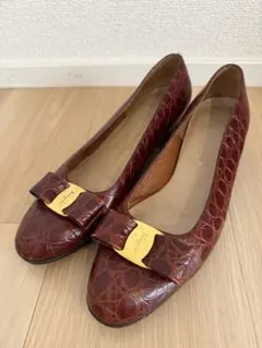 Salvatore Ferragamo クロコ型押し パンプス ヴィンテージ