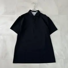BARNEYS NEW YORKブラック ポロシャツ Mサイズ BARNEYS NEWYORK スキッパー ポロシャツ 黒 極上肌触り ブラック 半袖