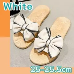 ★新品★ 25-25.5cm サンダル　リボン　ホワイトレディース　プールのサムネイル