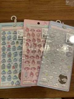 サンリオボンボンドロップシール3セット　マイメロ.シナモン，ハンギョドン