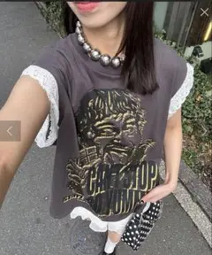 チャオパニック.ノースリーブカットソー チャコールグレーのサムネイル
