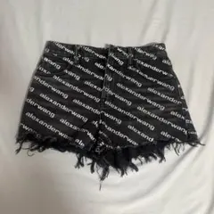alexanderwang エイジドグレーデニム バイトロゴ ショーツ 24