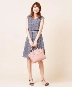 美品エニィスィスanysis洗えるサマーボーダー ワンピースA180709