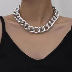 シルバー ヴィンテージ 極太 チェーン OT バックル ネックレス C656-E