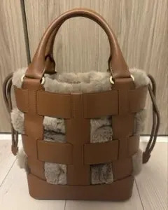 DIANA レザー ファー ハンドバッグ