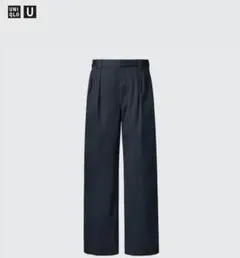 UNIQLOU タックワイドパンツ 69 NAVY ウエスト76cm 完売品