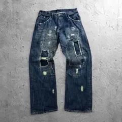 00s archive patchwork denim pants y2k - メルカリ