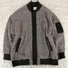 【大きいサイズ】ビームスデザイン ツイードブルゾン マルチカラー ストレッチ L