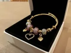 ロマンティックピンク ハートチャーム ブレスレット Pandora 互換