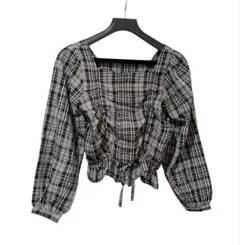 【⚠️訳あり】【INGNI】チェック柄フリルトップス 長そで Ｍ