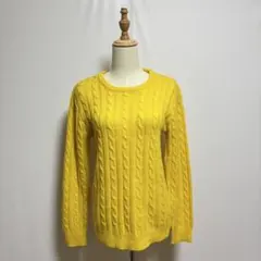 BACK&FORTH ケーブル編みニットセーター（L）黄色系　クルーネック