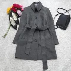 H416*INDIVI インディヴィ☆カシミヤ☆ウール☆コート☆グレー☆38.