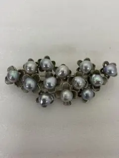 3-3134 アコヤ真珠のパールブローチ（グレーカラー、シルバー製）