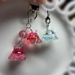 めんだこ/メンダコ/三連キーホルダー【パープル系・ノーマルゴールド