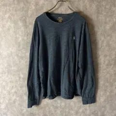 ラルフローレン ロンT XL 杢ネイビー 長袖Tシャツ ゆるダボメンズ古着