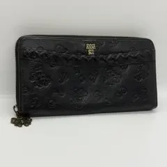 美品 ANNA SUI アナスイ 長財布 ネイビー レザー バタフライ 型押しのサムネイル