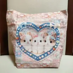 ウサギイラストのミニトートバッグ