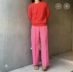 GU ピンク ハイウエストストレートカラースラックス　S