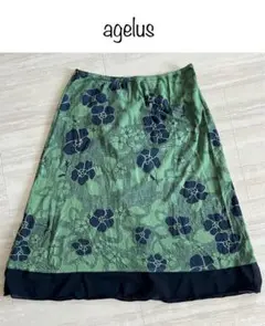 【agelus】花柄 スカート グリーン ネイビー Mサイズ