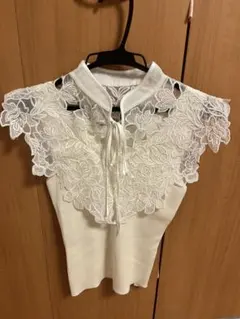 スナイデル 24SS タグ付き レースカラーノースリニット ホワイト